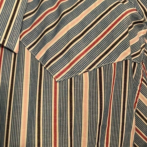 Panhandle Slim Western Pearl Snap Button Striped Short Sleeve Shirt Mens Size 16 - Picture 4 of 7